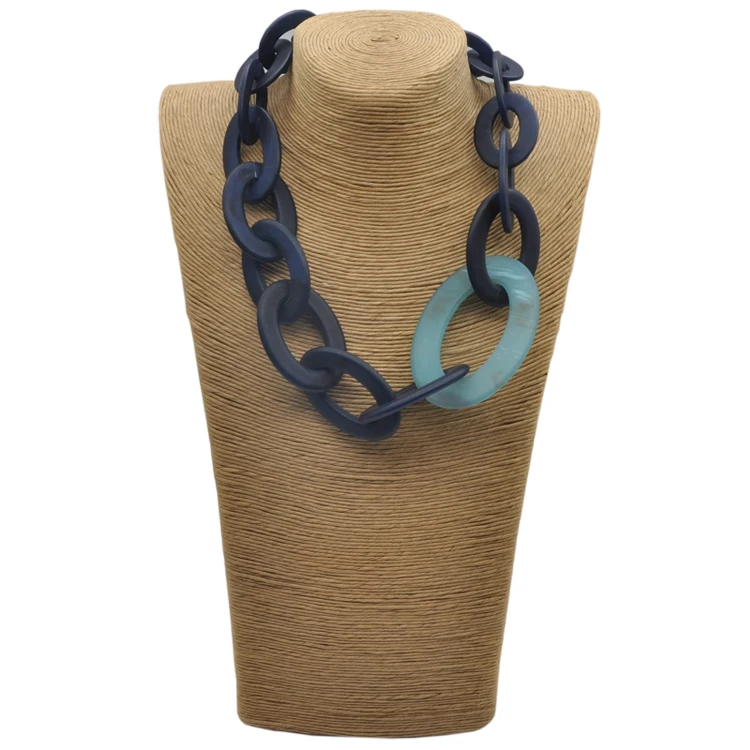 Trendy simple chunky hip hop women dye dark color acrylic cuban necklace