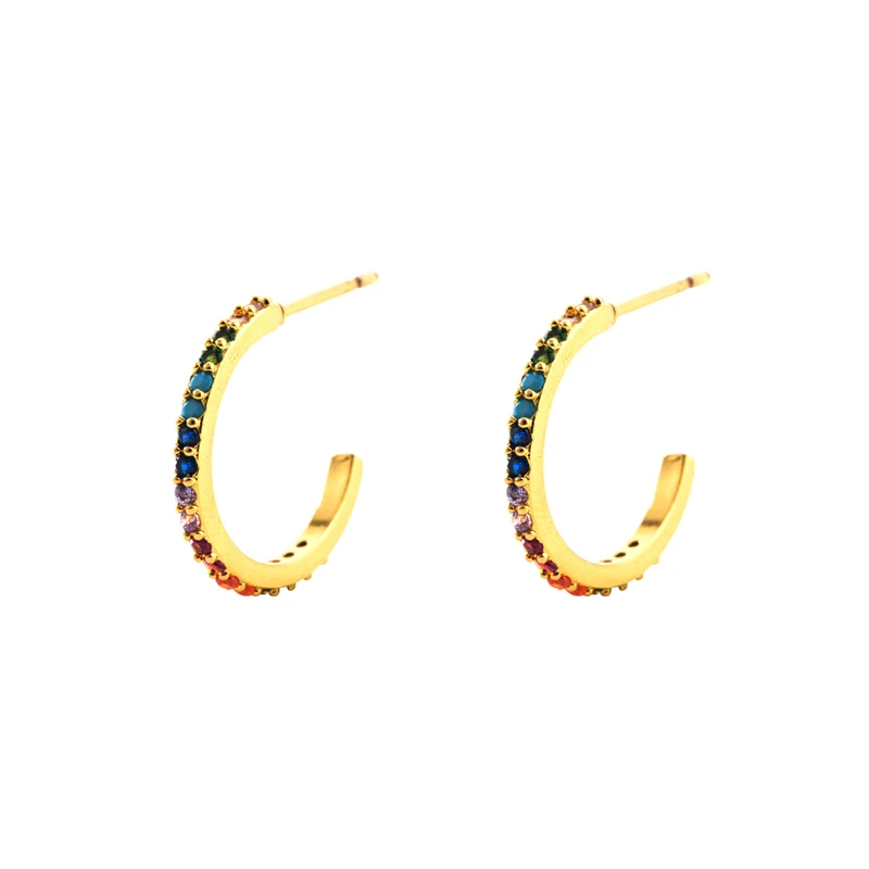 Hotsale Exquisite Jewelry Colorful CZ Cubic Zirconia C Shape Earring Rainbow Crystal Hoop Stud Earring For Girls, Picture
Hotsale Exquisite Jewelry Colorful CZ Cubic Zirconia C Shape Earring Rainbow Crystal Hoop Stud Earring For Girls, Picture
