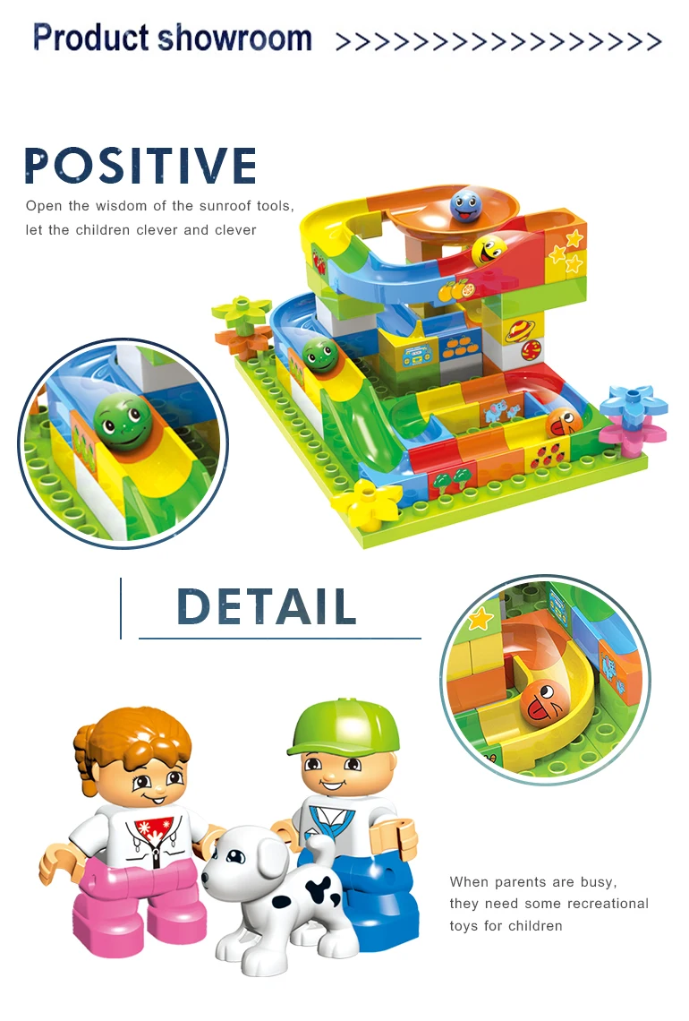 Popular funny ball race run plastic diy educational building toys blocks for child
