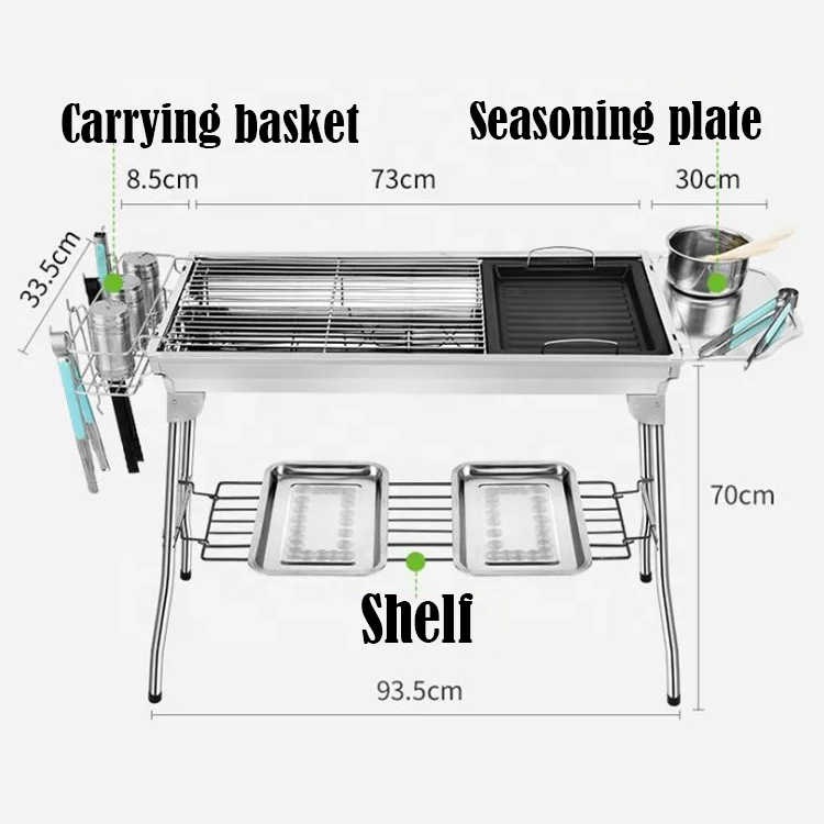 73*33.5*70CM outdoor stainless steel portable folding BBQ carbon fire grill, Silver
73*33.5*70CM outdoor stainless steel portable folding BBQ carbon fire grill, Silver
