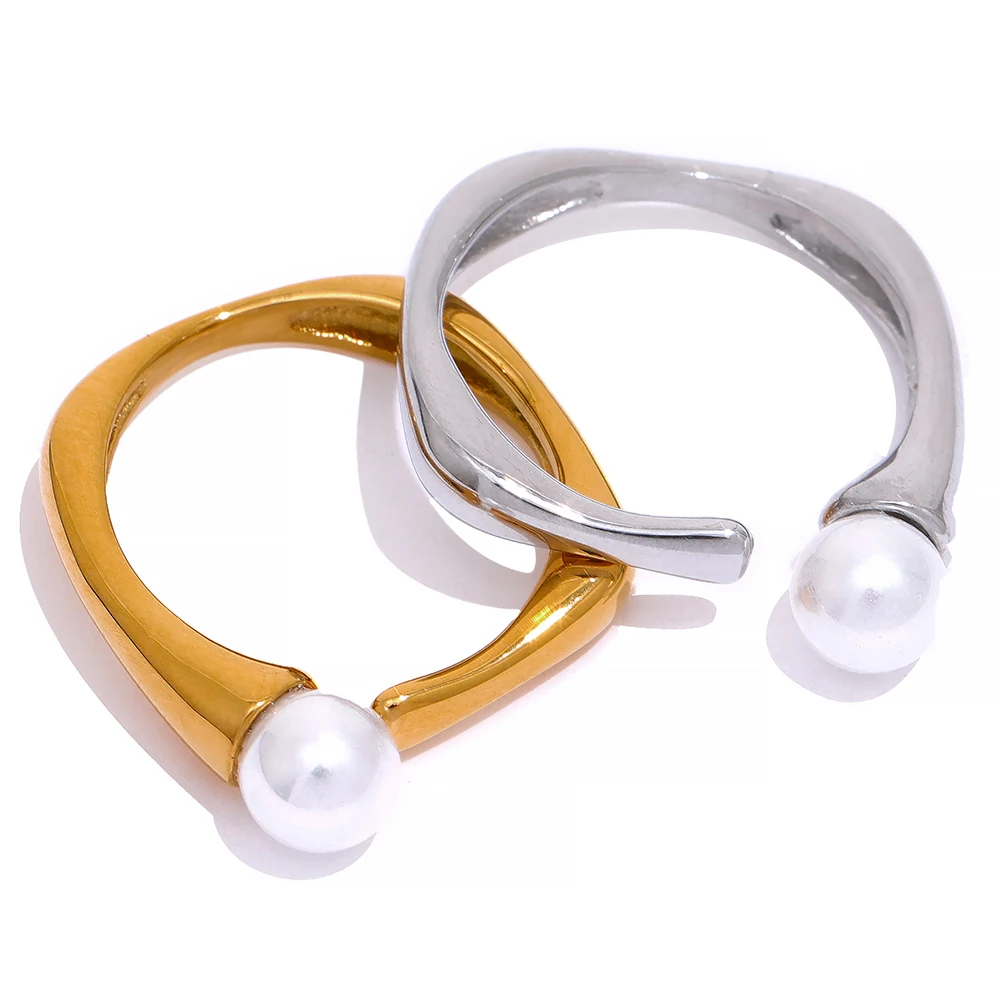 JINYOU 1066 Fashion Minimalist Gold Square Stainless Steel Geometric Imitation Pearl Ring for Women
JINYOU 1066 Fashion Minimalist Gold Square Stainless Steel Geometric Imitation Pearl Ring for Women
