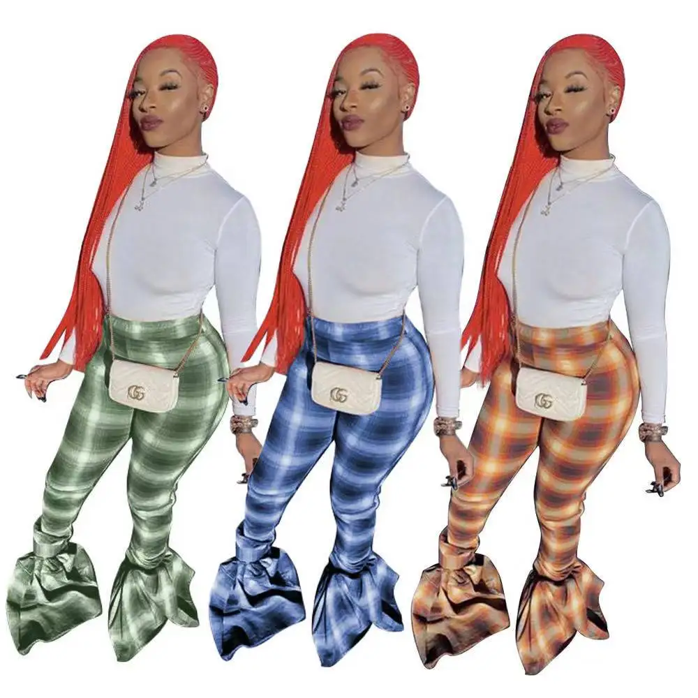 Spring 2021 new fashion chic design plus size plaid flare pants women high waist bell bottoms casual trousers streetwear, As picture
Spring 2021 new fashion chic design plus size plaid flare pants women high waist bell bottoms casual trousers streetwear, As picture