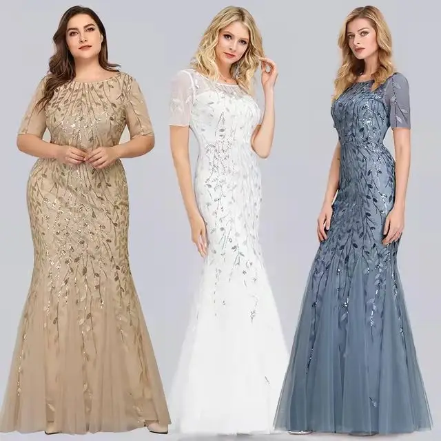 2021 High Quality Beads Mesh Plus Size Bride Clothing Women Evening Dresses Short Sleeve Party Sequin Dress
2021 High Quality Beads Mesh Plus Size Bride Clothing Women Evening Dresses Short Sleeve Party Sequin Dress