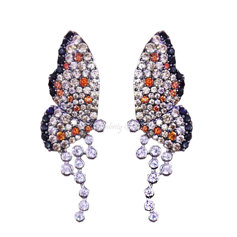 Fashion Personalized Bling Colorful Butterfly Earrings Stud 925 Silver Pave Champagne Zircon Earrings Jewelry Women
Fashion Personalized Bling Colorful Butterfly Earrings Stud 925 Silver Pave Champagne Zircon Earrings Jewelry Women