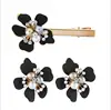 Kaimei New Pearl flower Hair clips earrings Sets For Women 2019 Vintage black Hoop Drop Earrings Fashion Wedding Boho Jewelry
