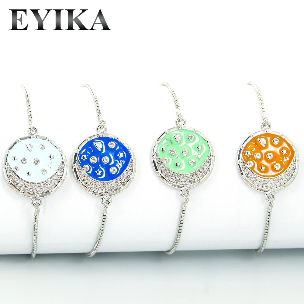 Fashion Enamel Moon Star Bracelet Zircon 18K Gold Plated Thin Chain Adjustable Bracelets For Women CZ Jewelry
Fashion Enamel Moon Star Bracelet Zircon 18K Gold Plated Thin Chain Adjustable Bracelets For Women CZ Jewelry