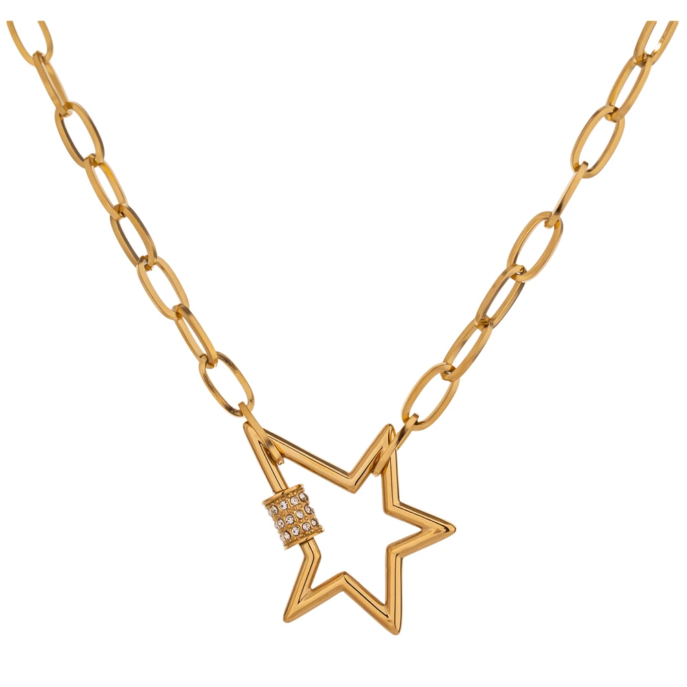 JINYOU 1762 New Stylish Gold Chain Necklace Stainless Steel Star CZ Necklace for Women
JINYOU 1762 New Stylish Gold Chain Necklace Stainless Steel Star CZ Necklace for Women