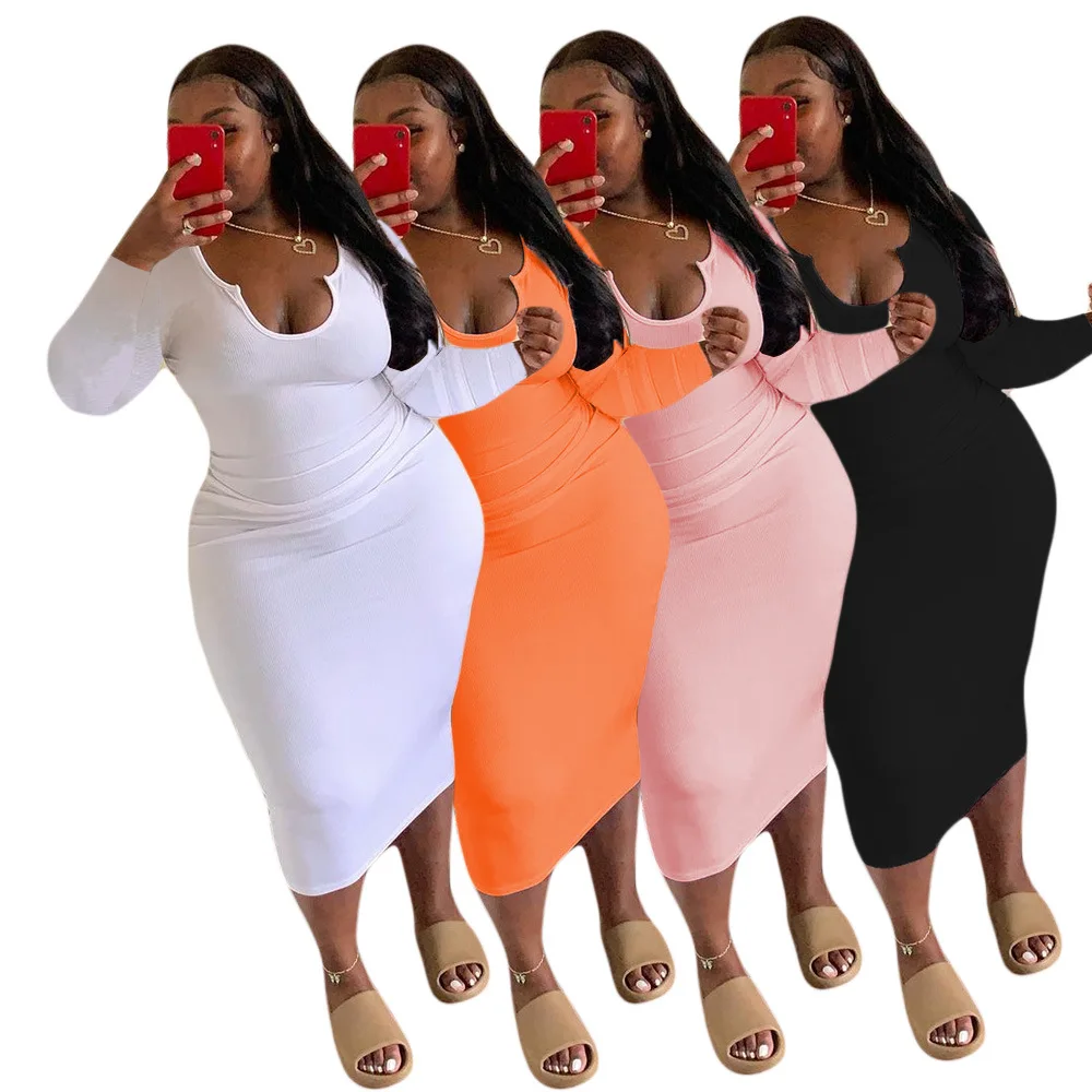 2021 New Arrival Women Plus Size XL-4XL Bodycon Sexy Dresses Ladies Big Size Women maxi dress Casual clothing for woman, Black/white/orange/pink
2021 New Arrival Women Plus Size XL-4XL Bodycon Sexy Dresses Ladies Big Size Women maxi dress Casual clothing for woman, Black/white/orange/pink