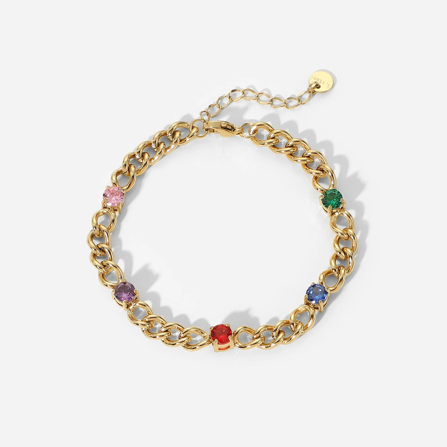 New Trendy14k Gold Plated Stainless Steel Jewelry Party Gift Five Color Charm Cubic Zirconia Cuban Bracelet For Women
New Trendy14k Gold Plated Stainless Steel Jewelry Party Gift Five Color Charm Cubic Zirconia Cuban Bracelet For Women
