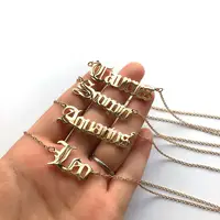 

Inspire Jewelry Wholesale custom 2019 latest hot design zodiac sign word necklace for women gold old English letter necklace