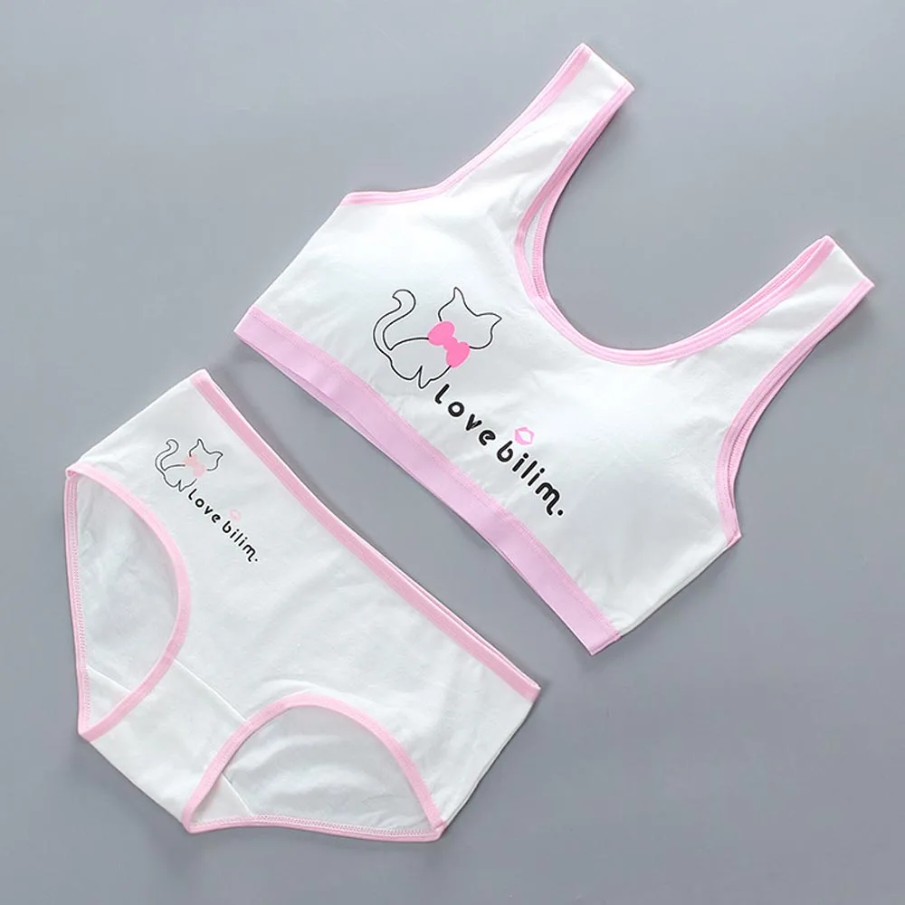 2pcs/set Girls Underwear Suit Cotton Print Sports Bra Panties Underwear Sports Training Breathable Teen Girl Kids
2pcs/set Girls Underwear Suit Cotton Print Sports Bra Panties Underwear Sports Training Breathable Teen Girl Kids