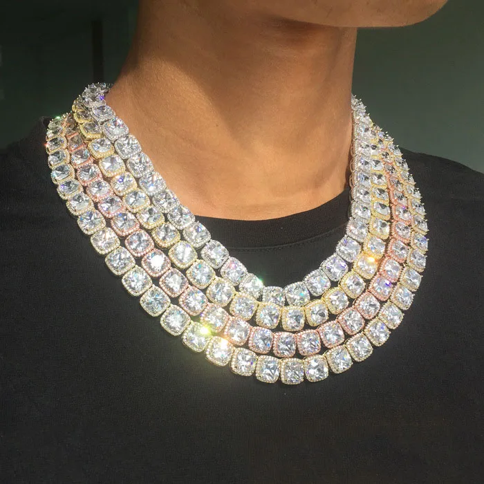 Wholesale Designer Bling Rose Gold silver Tennis Link Square Chain Choker Necklace Hip Hop Jewelry, Custom colors accepted
Wholesale Designer Bling Rose Gold silver Tennis Link Square Chain Choker Necklace Hip Hop Jewelry, Custom colors accepted