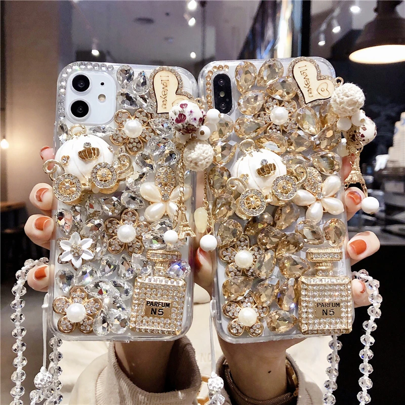 For Iphone 11 Pro Max Case Luxury Sparkle Rhinestone Full Diamond Bling Handmade Mobile Phone Case With Neck Strap
For Iphone 11 Pro Max Case Luxury Sparkle Rhinestone Full Diamond Bling Handmade Mobile Phone Case With Neck Strap