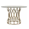 Latest designs of stainless steel brass gold glass dining tables