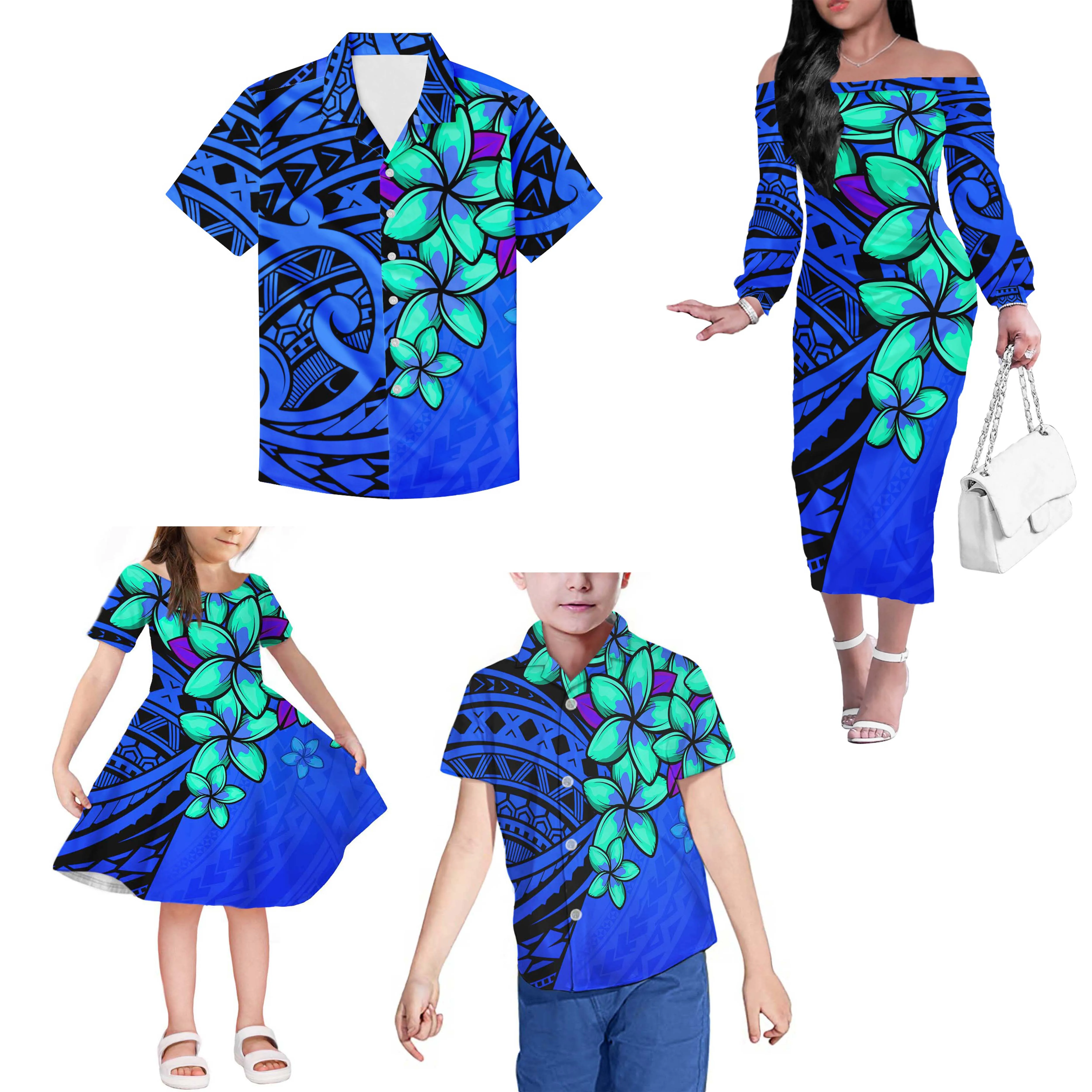 New plus size adult children's clothing 4-piece set Polynesian tribal design women's dress men's shirt children's family suit, Customized color
New plus size adult children's clothing 4-piece set Polynesian tribal design women's dress men's shirt children's family suit, Customized color
