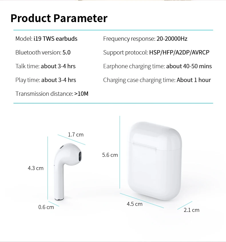 i19 tws pop-up window Headset blue tooth wireless touch function Earphone automatic pairing Headphone Earbud - ANKUX.COM