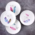 Nordic creative 8-inch ceramic dinner plate bronzing feather series
