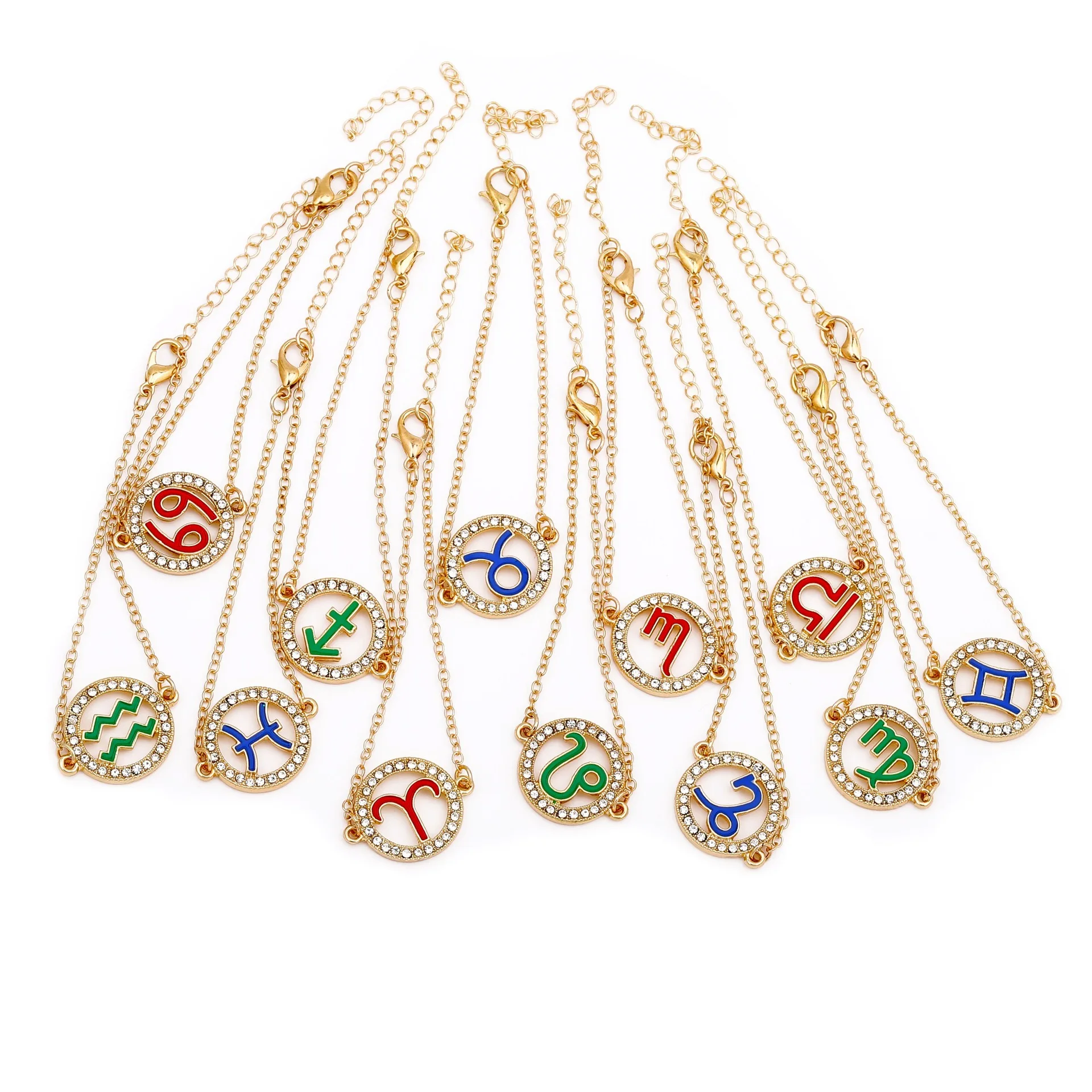 Trendy Gold Silver Chain Colorful Rhinestone Round Zodiac Sign Bracelet for Women Wedding Jewelry, Silver,gold
Trendy Gold Silver Chain Colorful Rhinestone Round Zodiac Sign Bracelet for Women Wedding Jewelry, Silver,gold