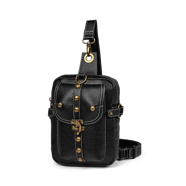 Fashion New Style Outdoors Unisex Steampunk Custom Waist Tool leather men chest leather bag, Black
Fashion New Style Outdoors Unisex Steampunk Custom Waist Tool leather men chest leather bag, Black