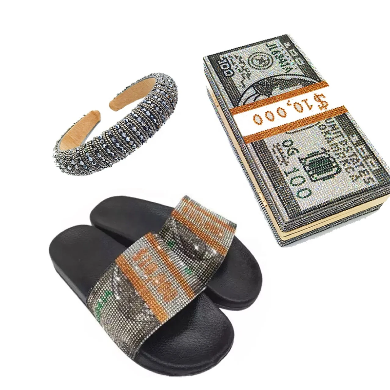 Fashion Bling Rhinestone Crystal Clutch Evening Money Bags With Headband Sandals Money Purse And Slippers Set Women Handbag, Customized color
Fashion Bling Rhinestone Crystal Clutch Evening Money Bags With Headband Sandals Money Purse And Slippers Set Women Handbag, Customized color