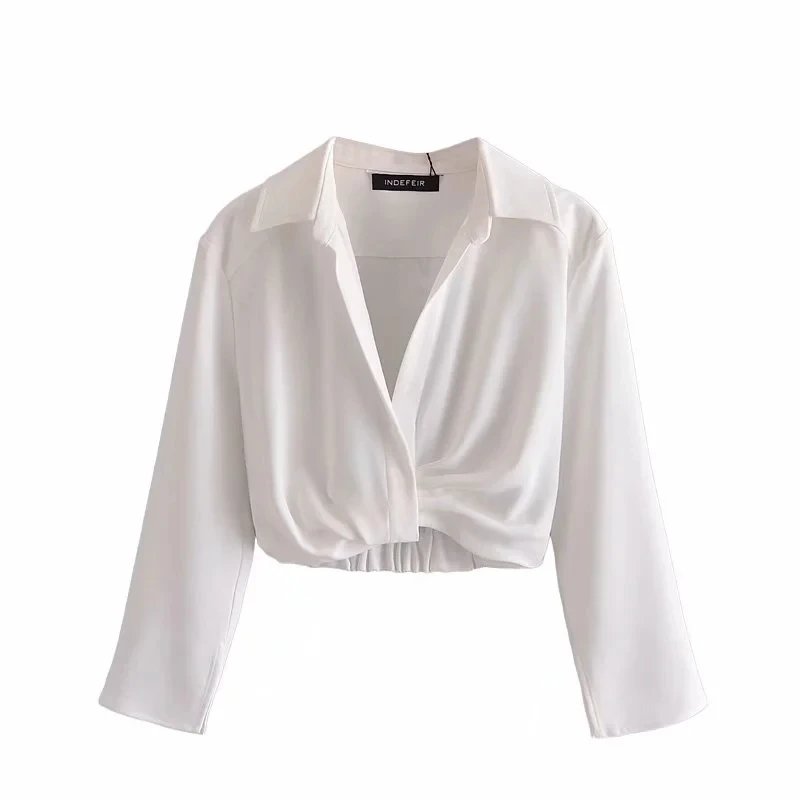 Elegant design white color elastic waist casual tops women's sleeve side slit blouses & shirts
Elegant design white color elastic waist casual tops women's sleeve side slit blouses & shirts