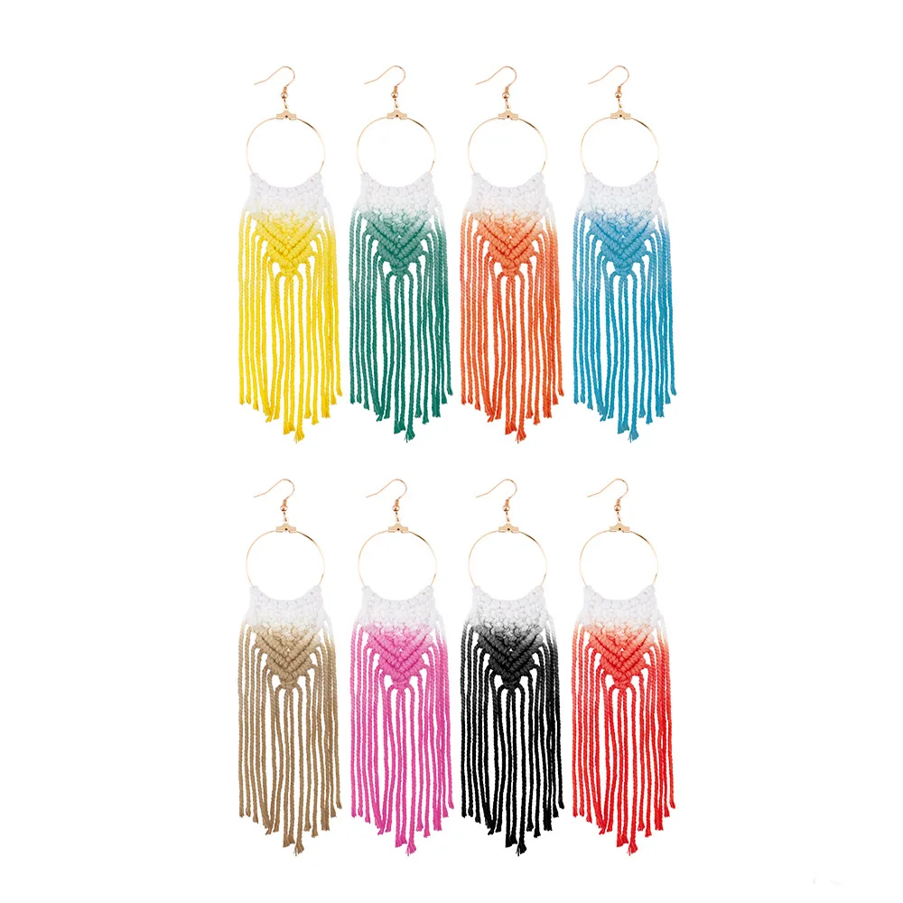 2020 Summer Bohemian Handmade Plangi Cotton Thread Tassel Dangle Earrings Long Braided Thread Tassel Hook Earrings
2020 Summer Bohemian Handmade Plangi Cotton Thread Tassel Dangle Earrings Long Braided Thread Tassel Hook Earrings