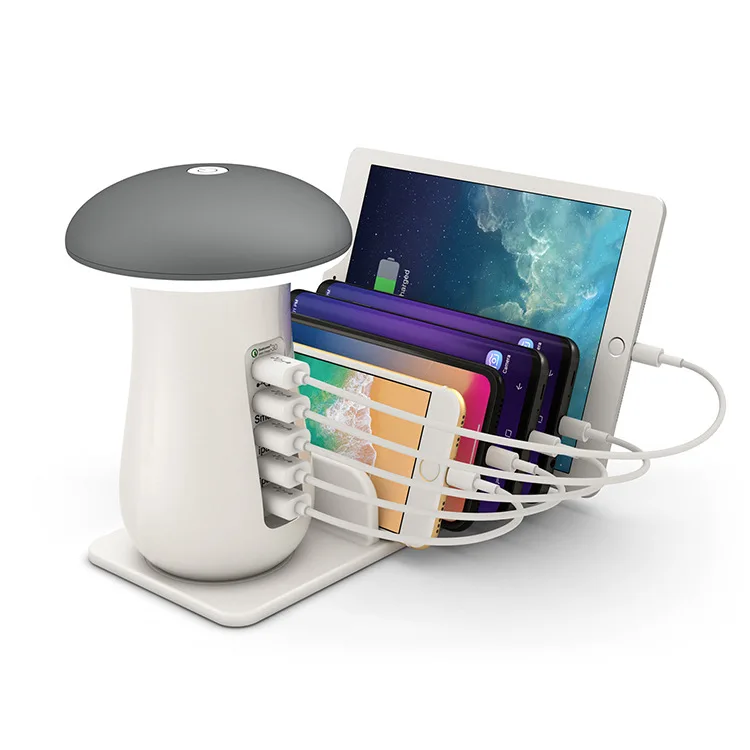 Multi-function Rechargeable Mushroom Light 3.0 USB 5 Port Travel Charger Mobile Tablet Fast Charge Table Lamp, White
Multi-function Rechargeable Mushroom Light 3.0 USB 5 Port Travel Charger Mobile Tablet Fast Charge Table Lamp, White