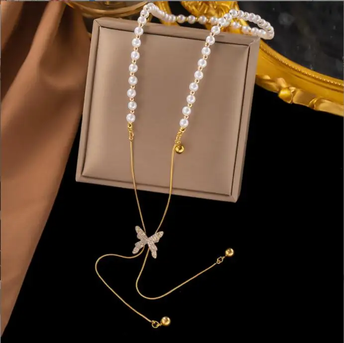 Stainless Steel 18k gold plated butterfly Pearl Pendant Necklace For Women New Trend Girls Neck Jewelry Chain Party Wedding Gift
Stainless Steel 18k gold plated butterfly Pearl Pendant Necklace For Women New Trend Girls Neck Jewelry Chain Party Wedding Gift