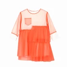 Wholesale 2020ss Latest Girl's Fine Cotton Soft Fluorescent Orange Multi-layer Sweet Style Tulle Dress Baby Girl's Dress