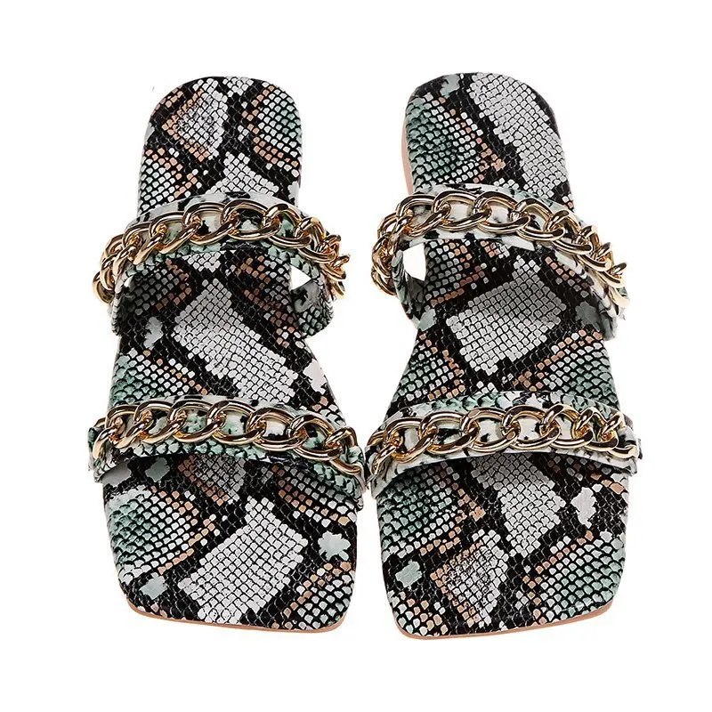 Summer 2021 new square toe flat slipper with snake pattern European and American large fashion sandal, Picture
Summer 2021 new square toe flat slipper with snake pattern European and American large fashion sandal, Picture