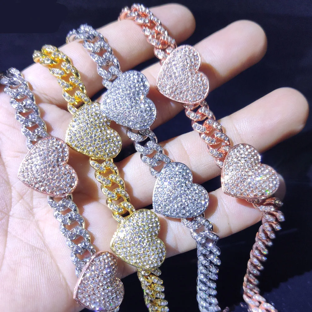 8mm Wide Hip Hop Iced Out Jewelry Diamond Cuban Link Chain Cubic Zirconia Double Heart Charm Anklet For Women Girl
8mm Wide Hip Hop Iced Out Jewelry Diamond Cuban Link Chain Cubic Zirconia Double Heart Charm Anklet For Women Girl