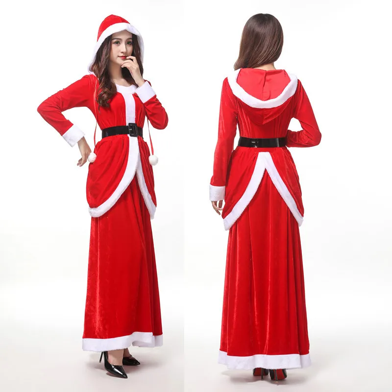 2019 คริสต์มาส Santa Claus เครื่องแต่งกายสำหรับผู้ใหญ่ผู้หญิงผู้หญิงแฟนซีคริสต์มาสสีแดงเซ็กซี่สุภาพสตรีชุด 582975356224