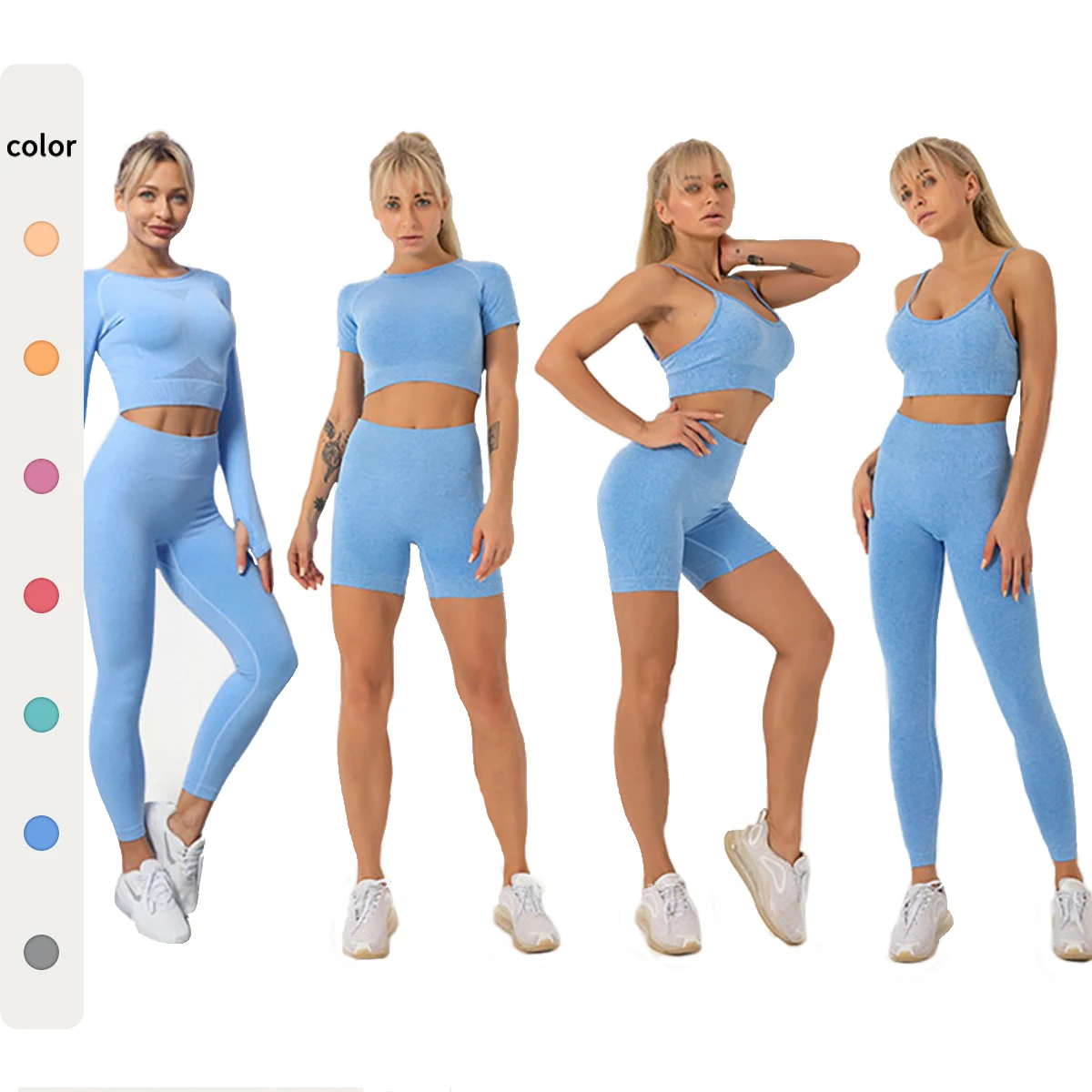 Wholesale Ladies Stretchy Running Training Fitness Womens Gym Leggings High Waist Crop Top Seamless 5 Piece Gym Wear Yoga Set
Wholesale Ladies Stretchy Running Training Fitness Womens Gym Leggings High Waist Crop Top Seamless 5 Piece Gym Wear Yoga Set