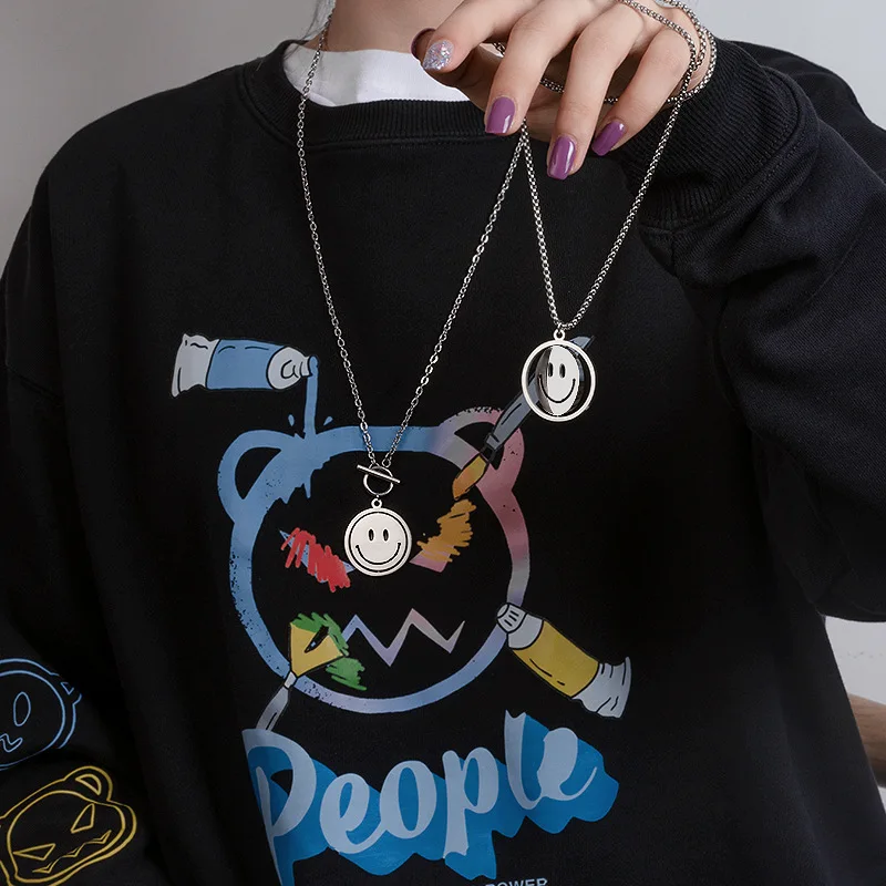 2021 Men And Women Simple Stainless Steel Jewelry Rotatable Smiley Face Pendant Necklace Fashion Chain, Like picture
2021 Men And Women Simple Stainless Steel Jewelry Rotatable Smiley Face Pendant Necklace Fashion Chain, Like picture