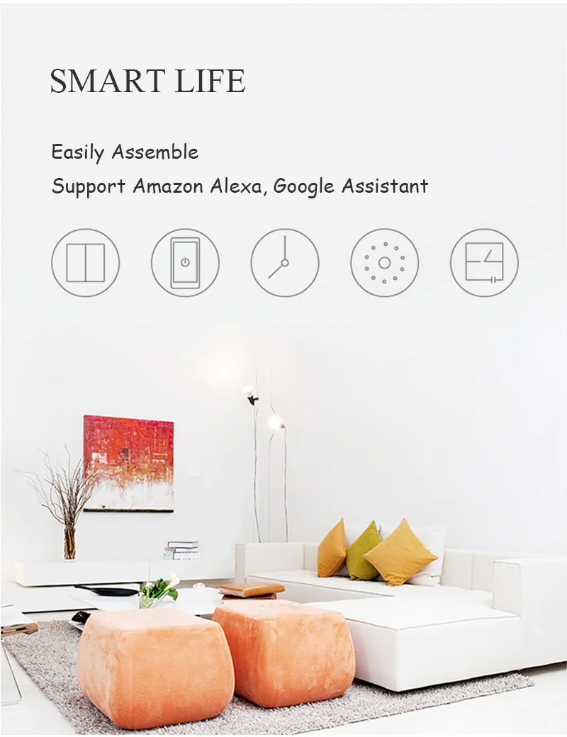 Alexa Echo Dot Google Tuya Control Home wifi home smart switch