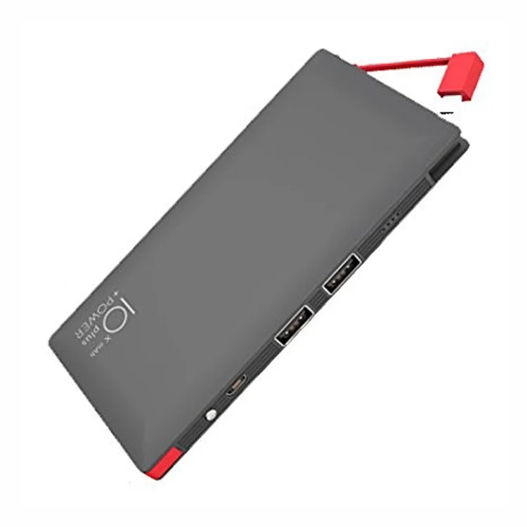 Built in Input/Output Cable credit card power bank 10000mah