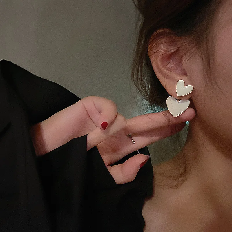 925 Silver Needle Elegant Double Love Heart Two Wearing Earrings Cute Fashion Earrings Before and After Wearing, As pic shown
925 Silver Needle Elegant Double Love Heart Two Wearing Earrings Cute Fashion Earrings Before and After Wearing, As pic shown