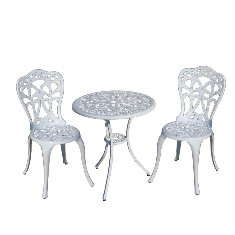 Patio Furniture Balcony Table and Chairs Garden Cast Aluminum in White Color Outdoor Furniture Garden Set Metal 3 Year