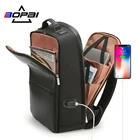 BOPAI USB Backpack Men Leather Fashion School Backpack Laptop Backpack