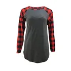 Womens Plus Size Long Sleeve Elbow Patch Buffalo Plaid Shirt