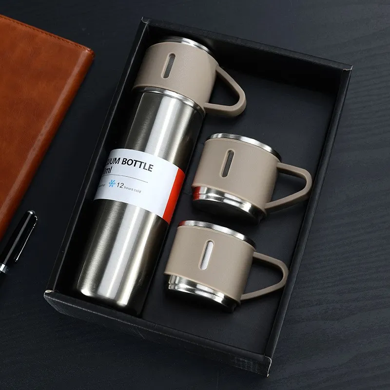 High Quality Business Custom Gift Logo 304 Stainless Steel Vacuum Thermos Set One Cup Two Lid Gift Box
High Quality Business Custom Gift Logo 304 Stainless Steel Vacuum Thermos Set One Cup Two Lid Gift Box