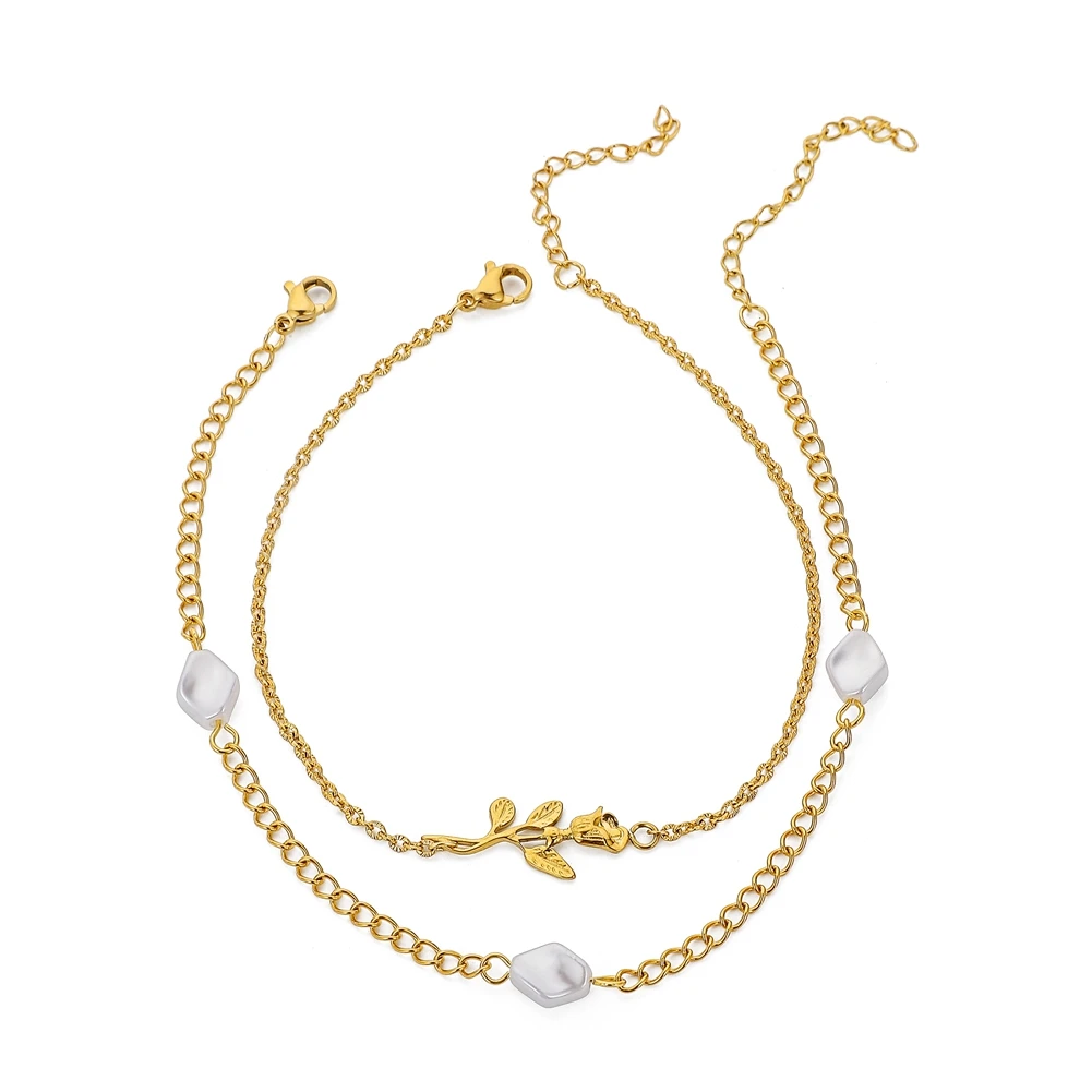 2021New Gold-plated Multilayer Bracelet Pearl Anklet Rose Flower Anklet For Parties
2021New Gold-plated Multilayer Bracelet Pearl Anklet Rose Flower Anklet For Parties