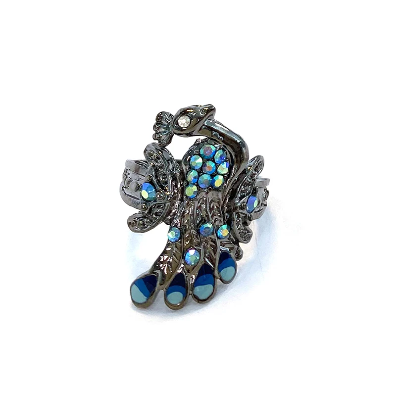Creative women's Blue Zircon ring party adornment personality peacock ring, Metallic blue
Creative women's Blue Zircon ring party adornment personality peacock ring, Metallic blue