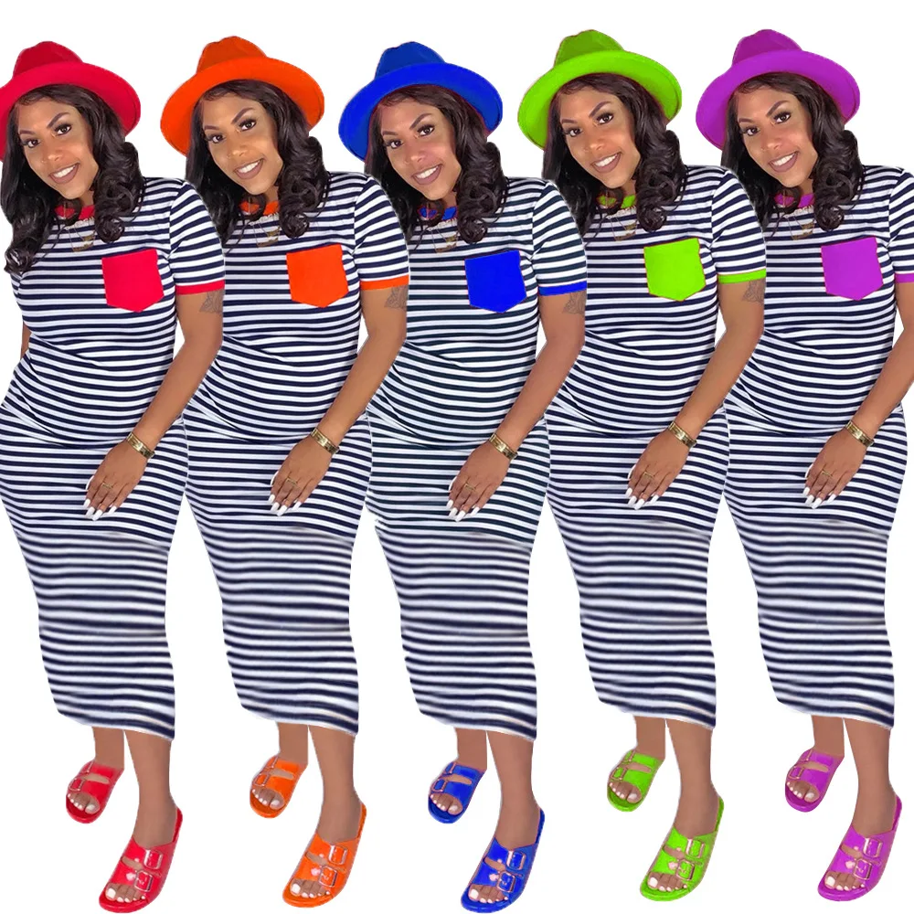 2020 Female Summer Fashion Casual Midi Stripe Tshirt Dress Short Sleeve Slim Straight Women Blue Striped Maxi Dress with Pocket, Colors bodycon sexy bodycon blue stripe dress
2020 Female Summer Fashion Casual Midi Stripe Tshirt Dress Short Sleeve Slim Straight Women Blue Striped Maxi Dress with Pocket, Colors bodycon sexy bodycon blue stripe dress