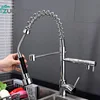 Plumbing Fixture Classic Style Brass Long Spout Brushed Nickel Faucet Kitchen Sink Mixer Tap