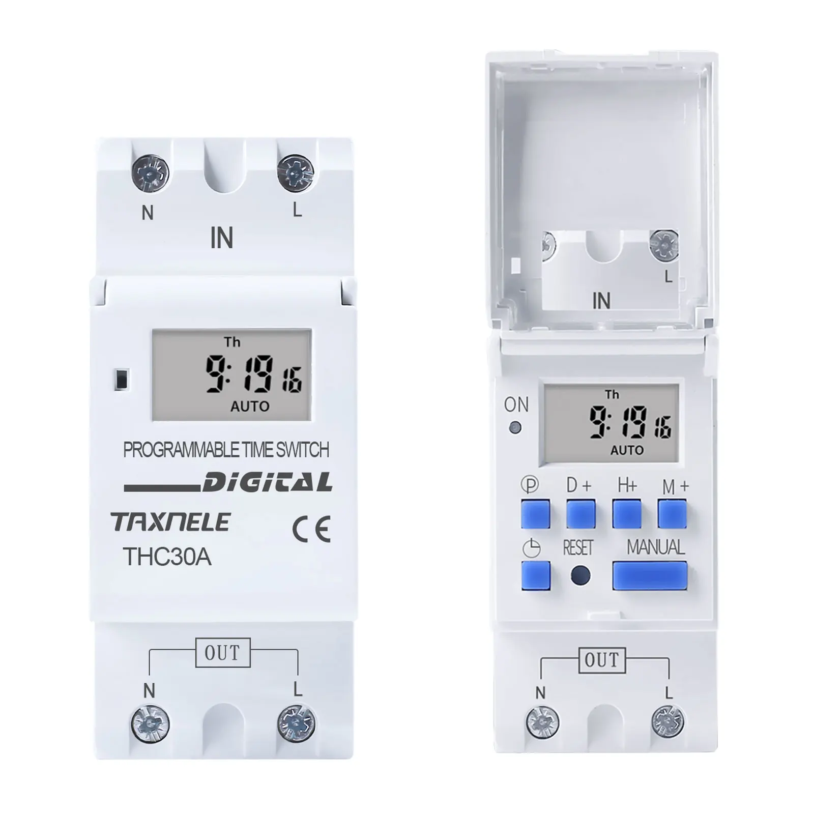 

THC30A Din Rail 2 wire Weekly 7 Days Programmable Digital TIME SWITCH Relay Timer Control direct output 30A