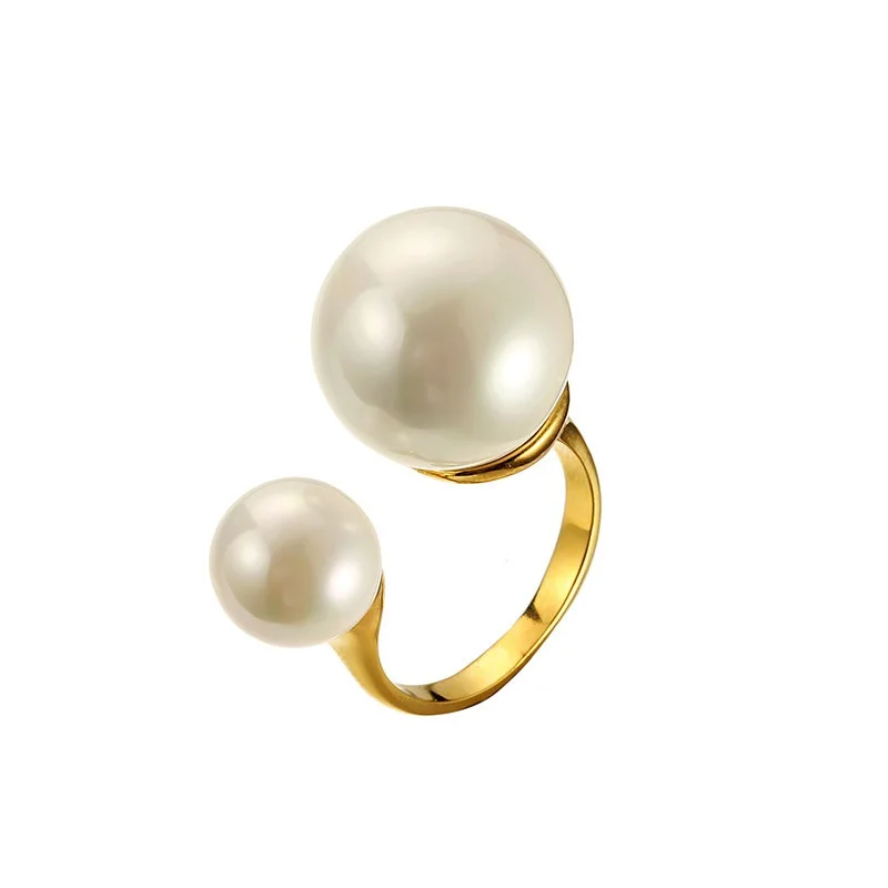 Female Fashion Accessories 14K Gold Plated Stainless Steel Double Pearl Ring, Gold color
Female Fashion Accessories 14K Gold Plated Stainless Steel Double Pearl Ring, Gold color