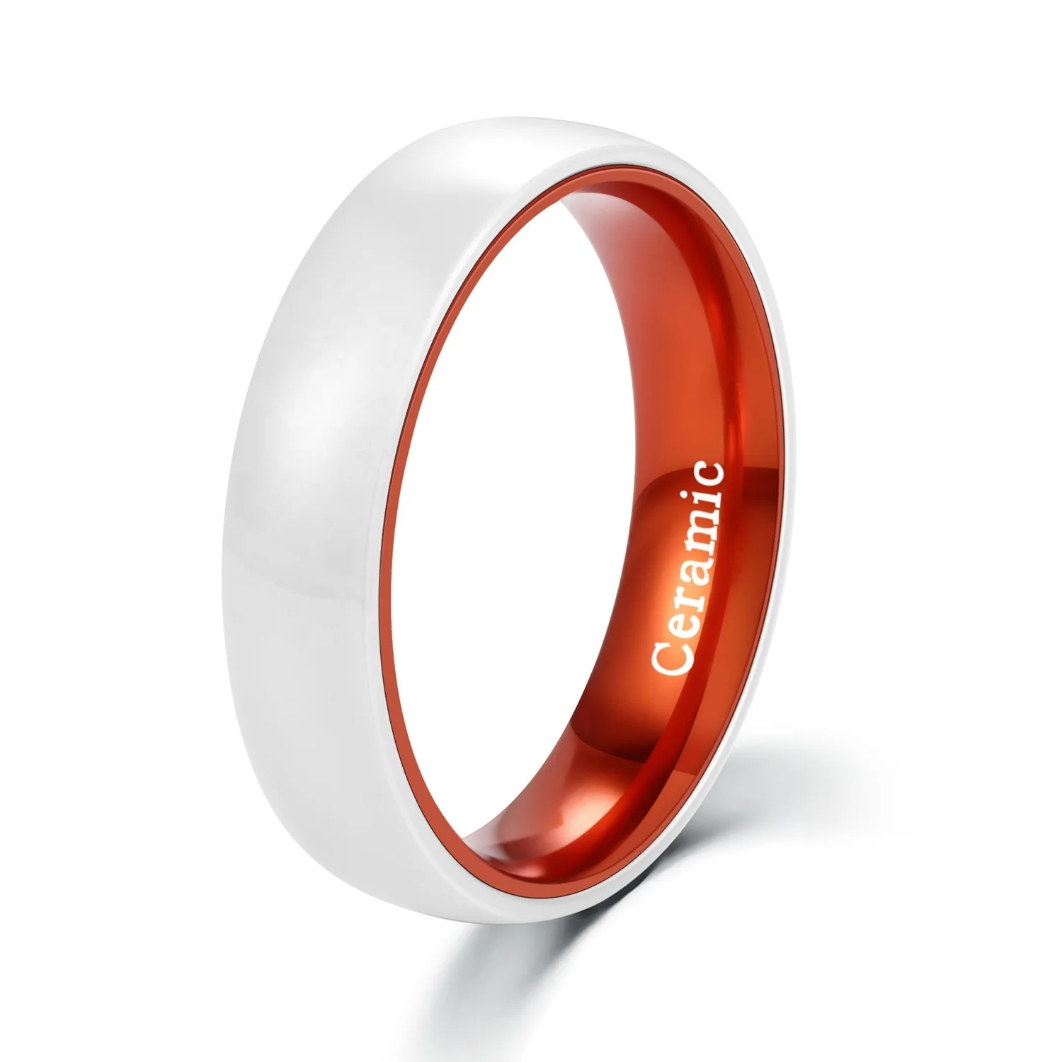POYA 6 mm Wedding Band for Men Women White Ceramic Ring with Orange Aluminum Liner
POYA 6 mm Wedding Band for Men Women White Ceramic Ring with Orange Aluminum Liner
