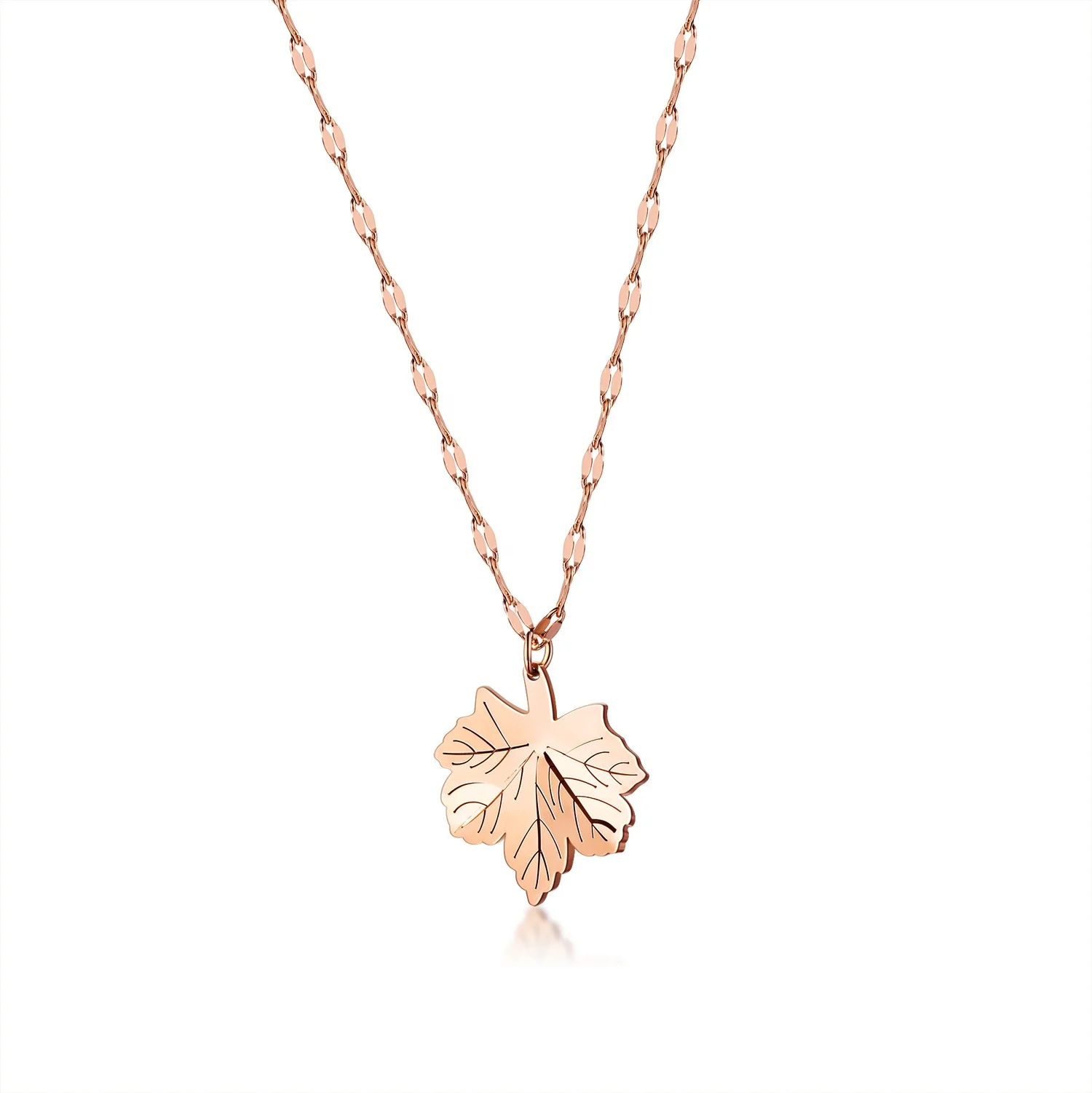 2020 Wholesale Stainless Steel Leaves Jewelry Rose Gold Leaf Pendant Statement Custom Titanium Necklace Jewelry New Hot Sale
2020 Wholesale Stainless Steel Leaves Jewelry Rose Gold Leaf Pendant Statement Custom Titanium Necklace Jewelry New Hot Sale