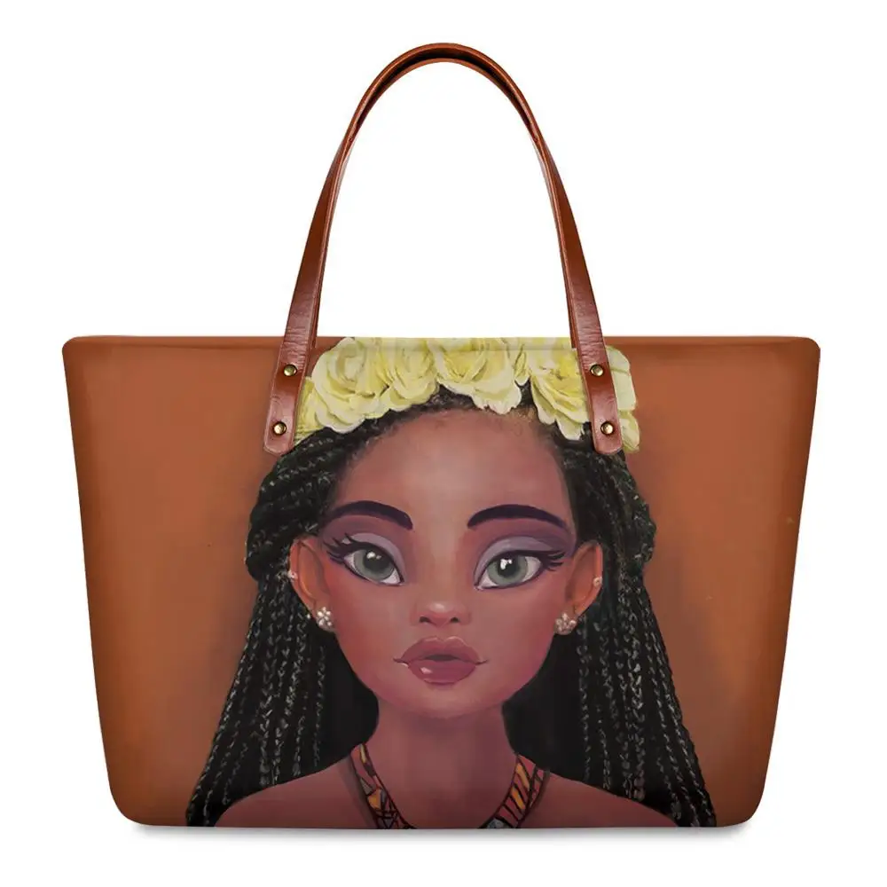 ladies fashion handbag African Girl Print Ladies Fashion Handbags Customized Trendy handbags Handbags Tote Women Bags Handbag